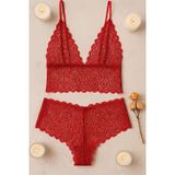 İntive lingerie-innocent&attractive Kadın Kırmızı Dantel Bralet Şort Takımı – Tutkulu ve Çekici İç Giyim