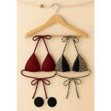 İntive lingerie-innocent&attractive Kadın Leopar Desenli ve Bordo Minimal Kesim Üçgen Bikini Üstü