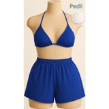 İntive lingerie-innocent&attractive Kadın Mavi Şortlu Belden ve Boyundan Bağlamalı Bikini Takımı