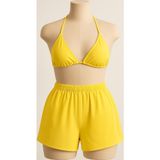 İntive lingerie-innocent&attractive Kadın Sarı Şortlu Belden ve Boyundan Bağlamalı Bikini Takımı