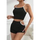 İntive lingerie-innocent&attractive Kadın Siyah Beyaz Şortlu Cut-Out Detaylı Gecelik Takımı