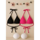 İntive lingerie-innocent&attractive Kadın Siyah ve Fuşya Minimal Kesim Üçgen Bikini Üstü