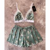 İntive lingerie-innocent&attractive Kadın Tavşan Desen Detaylı Yazlık Saten Bralet Şort Takım