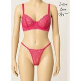 İntive lingerie-innocent&attractive Milena Şeker Pembe Arkadan Ayarlanabilir Dal Çiçek Desenli Sütyen String Takım- limited