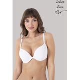 İntive lingerie-innocent&attractive NBB Double Push-up V Yaka Balenli İnce Askılı Günlük Kullanım Sütyen- Ten, Beyaz