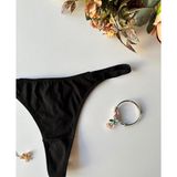 İntive lingerie-innocent&attractive Perra Kadın %97 Pamuklu Günlük Kullanım Tanga (Siyah-Vizon)