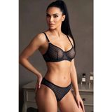 İntive lingerie-innocent&attractive Siyah Puantiyeli Transparan Balenli Sütyen Külot Takımı TM1414