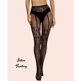 Intive Lingerie Intive Dantel Desenli Jartiyer Görünümlü File Külotlu ÇORAP-15541 - Standart - Siyah