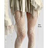 Intive Lingerie Intive Fashion Lovely Flower Krem Rengi Çapraz Çiçek Desenli Modern Fileli Külotlu Çorap - Standart