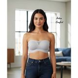 Intive Lingerie Intive Lazer Kesim Dikişsiz Önü Transparan Detaylı Kopçalı Premium Kalite Askısız Straplez Sütyen - Buz Mavisi