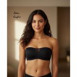 Intive Lingerie Intive Lazer Kesim Dikişsiz Önü Transparan Detaylı Kopçalı Premium Kalite Askısız Straplez Sütyen - Siyah