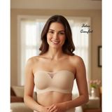 Intive Lingerie Intive Lazer Kesim Dikişsiz Önü Transparan Detaylı Kopçalı Premium Kalite Askısız Straplez Sütyen - XL - Ten Rengi
