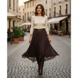 Intive Lingerie Intive Moda Ağır Güpür Dantelli Asimetrik Kesim Astarlı Kemerli Midi Boy Etek-Uzak Şehir - Kahverengi