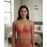 Intive Lingerie Intive 'vs Logolu' Premium Taşlı Askılı Balenli Double Push-Uplı Korse Detaylı Ithal Sütyen Büstiyer - 90B - Kiremit