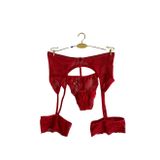 İntive Lingerie Kadın Beli Halka Detaylı Kırmızı Jartiyerli Tanga (birleşik) Kırmızı S/M