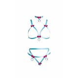İntive Lingerie Kadın Fantezi Mavi Kurdele Detaylı Harness Takım Mavi