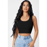 İntive Lingerie Kadın Siyah Kare Yaka Crop Top Bluz