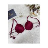 İntive Lingerie Le Jardin Valeria Biyeli Taşlı Mikro Push-up Arkası İp Detaylı Sütyen - 7007 Bordo 80B