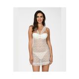 İntive Lingerie NBB Full Dantel Göğsü Balenli Kaplı Gecelik Tanga Fantezi Takım -3347 Ekru 75