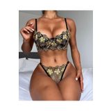 İntive Lingerie Tecna Sarı Çiçekli Kadın Tasarım Sütyen Takım Renkli 80