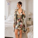 Intive Virginia Pastel Çiçekli Saten ve Tül Detaylı 5'li Kutulu Pijama/Çeyiz Takımı-Hediyeye Uygun