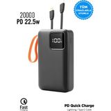 Intouch PD Quick 20000 mAh 22 W Mini Kablolu Hızlı Siyah Powerbank