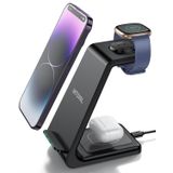 Intoval Fitbit Sense 2/Sense/Versa 4/Versa 3 için Kablosuz Şarj Cihazı, iPhone, Android, Airpods (V3F, Siyah) için 3'ü 1 arada Kablosuz Şarj İstasyonu