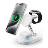 Intoval MagSafe Şarj Cihazı ile Uyumlu 3'ü 1 Arada Şarj İstasyonu, iPhone 15/14/13/12 için Kablosuz Şarj İstasyonu, Apple Watch, Airpods (Beyaz)