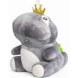 InTrio Sevimli Peluş Dinozor 26 cm – Asılabilir Oyuncak, Çanta ve Oda Aksesuarı - Gri