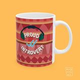 Introvert Mottolu Eğlence ve Mizah Temalı Porselen Hediyelik Kahve Kupası - Beyaz - 325 ml