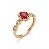 Intuit Jewelry 925 Ayar Gümüş Oval Kesim Zirkon Taşlı Nostaljik Yüzük - Vintage Gold