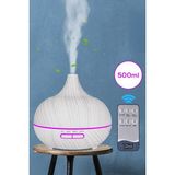 İnura Global Aroma Difüzör Gece Işığı Beyaz Parke Desen 7 LED Nemlendirici Kumandalı 550 ml Buhar Makinesi