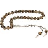 Inure Jewelry Doğaltaş Metal Püsküllü Dalmaçyalı Jasper Taşı Tesbih