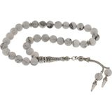 Inure Jewelry Doğaltaş Metal Püsküllü Havlit Taşı Tesbih