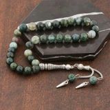 Inure Jewelry Doğaltaş Metal Püsküllü Hint Akik Taşlı Tesbih