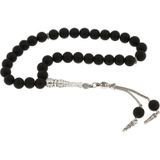 Inure Jewelry Doğaltaş Metal Püsküllü Mat Oniks Taşı Tesbih