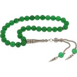 Inure Jewelry Doğaltaş Metal Püsküllü Yeşil Yeşim Taşı Tesbih