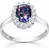 Inure Jewelry Gümüş Mistik Topaz Taşlı Oval Kadın Yüzük - Renkli - 19