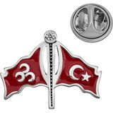 Inure Jewelry Gümüş Üç Hilal Türk Bayrağı Rozet