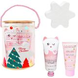 Inuwet Silindir Kutulu Yılbaşı Seti - Çilek Kokulu El Kremi 60ML, Vanilya Kokulu Vücut Losyonu 60ML ve Kar Tanesi Şeklinde Banyo Topu