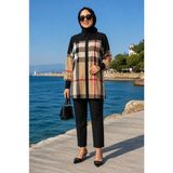 Invee Ekose Desenli Siyah Tunik 6652 - Standart