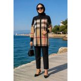 İnvee Ekose Desenli Siyah Tunik 6652
