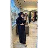 İnvee Siyah Elbise Firfir Detayli 6925