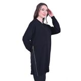 Invee Yandan Fermuarlı Pamuk Tunik SİYAH