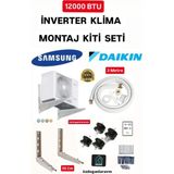Inverter 12000 Btu Klima Montaj Seti Kit Alamünyum Boru Ayak - Ayak Boru Vida Dubel Pul