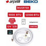 Inverter 9000 Btu ve 12000 Btu Klima Montaj Seti Kiti 1/4*3/8 3 Metre Alamünyum Boru - İNVERTER 90000 ve 12000 Btu Klima 3 Metre Boru Kiti