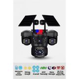 Invicta 4Lensli SIM+ E-SIM Çalışan Güneş Enerjili Akıllı Kamera,IP66, 512GB SD Kart Destekli,Wi-Fi ve Elektriğe İhtiyaç Yok - Füme