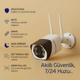 Invicta Full Hd 1080P Gece Görüşlü Su Geçirmez Çift Yönlü Sesli Güçlü Kasa Dış Mekan Sabit Güvenlik Kamerası (Wi-Fi, Micro Sd Destekli) - Beyaz