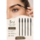 invictus design Kadın 5'li Siyah Kaş & Kirpik Fırçası Kaş Tarama Şekillendirme Maskara Spiral Kirpik Ayırıcı Lifting Set