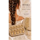 invictus design Kadın Gold Deniz Yıldız Halka Model Saç Küpesi Charm Saç Tokası Saç Yüzük Örgü Aksesuar 10 Parça Ve Bukle Belirginleştirici Kıvırcık Saç Tarak 2'li Set